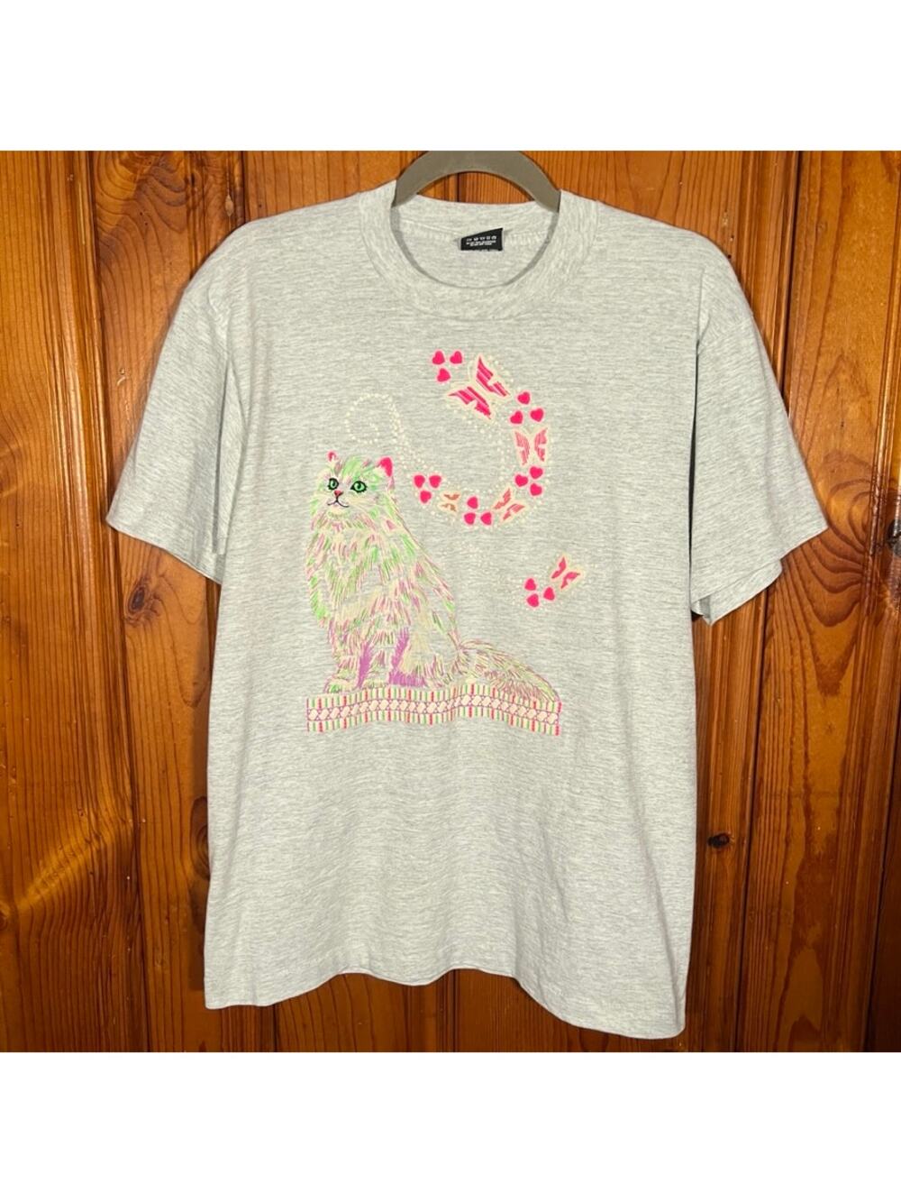 Screen Stars Best L Vintage Cat T-Shirt Gray Regular